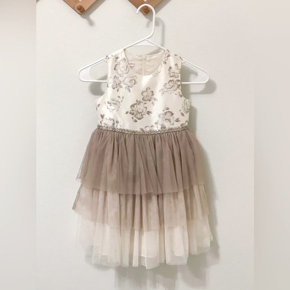Bonnie JeanGirls Chic Floral Dress with Layered Skirt